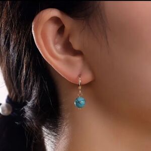 ✨ 🆕 ✨ Elegant 14K Gold Plated Turquoise Decor Dangle Earrings ✨